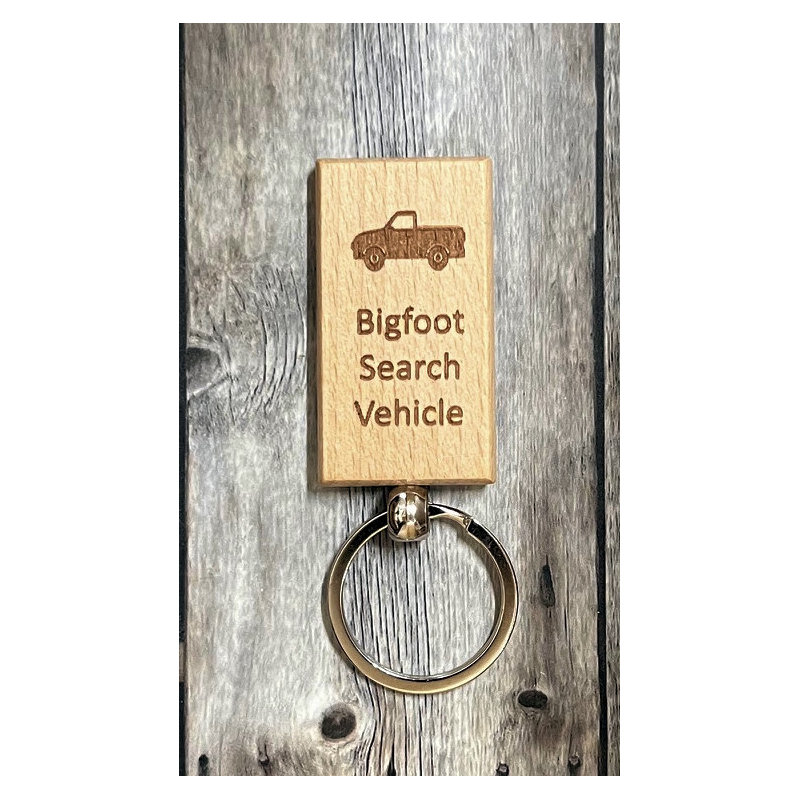 (image for) Bigfoot Search Vehicle Wood Keychain