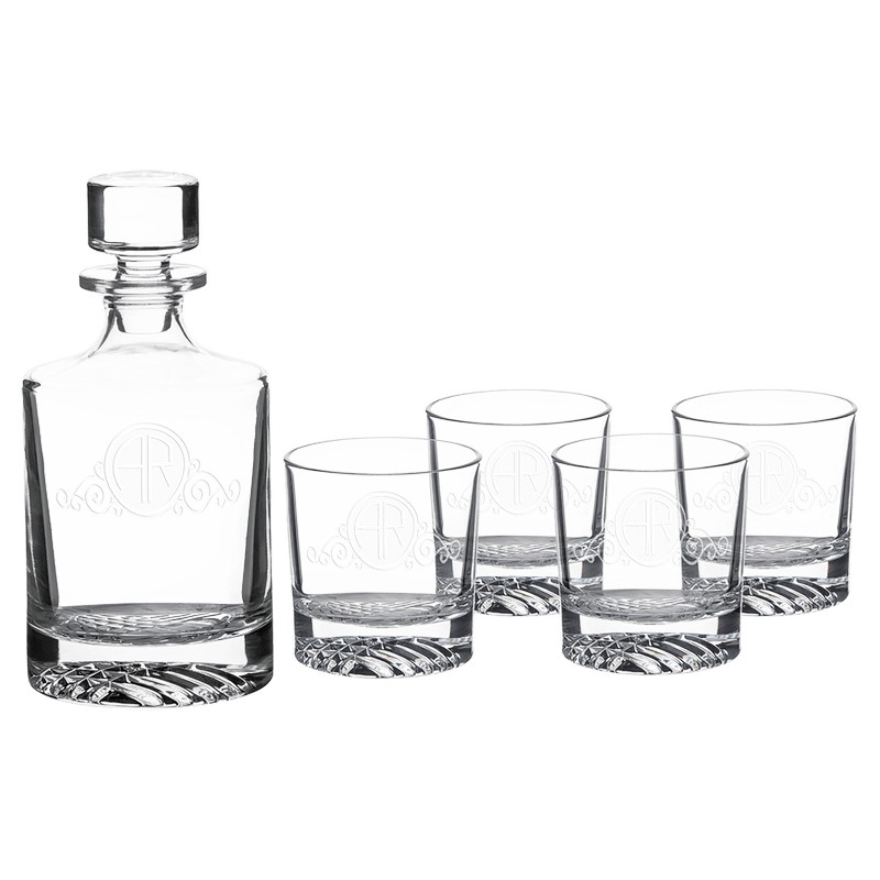 (image for) 850ml Round Glass Decanter Set with Four DG401 9 oz. Glasses and Gift Box